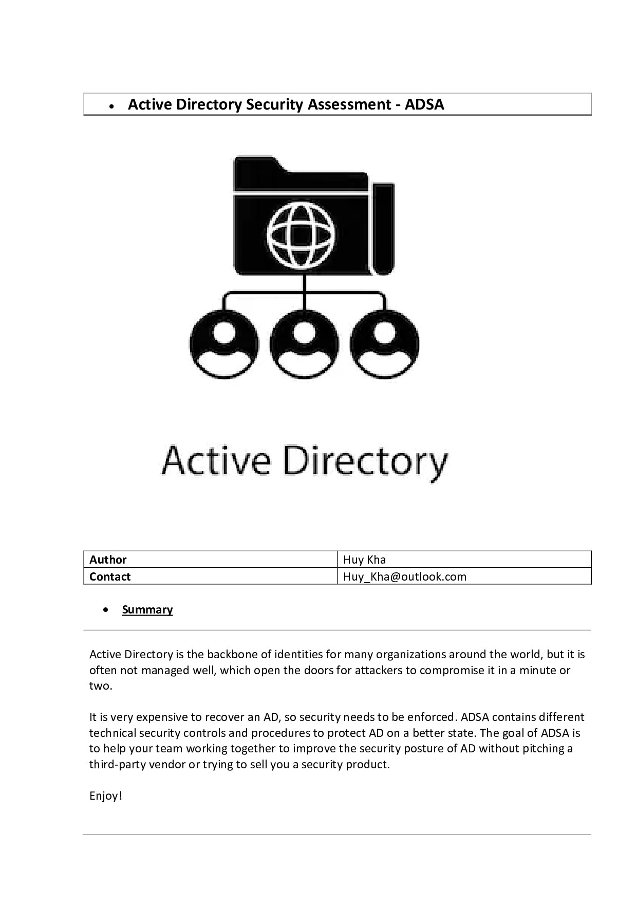 Active Directory Security Assessment